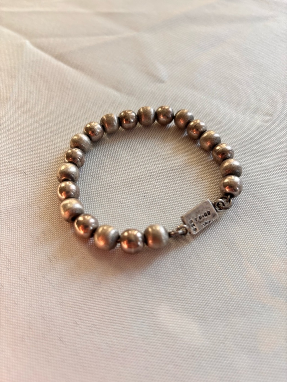 Vintage Sterling Silver Bead Bracelet Taxco Mexico